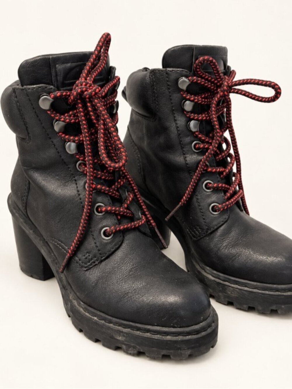 Marc Jacobs Black Leather Heeled Combat Boots Size 6 0845